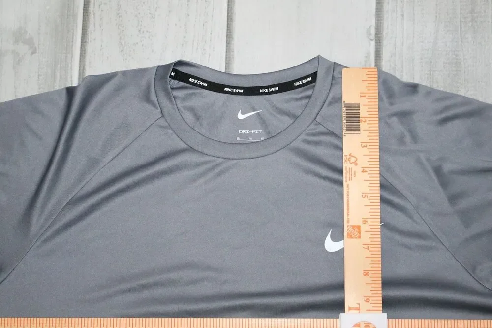 NEW Nike Swim Hydroguard Essential Men's Dri-FIT UV Short Sleeve Top Gray UPF 40